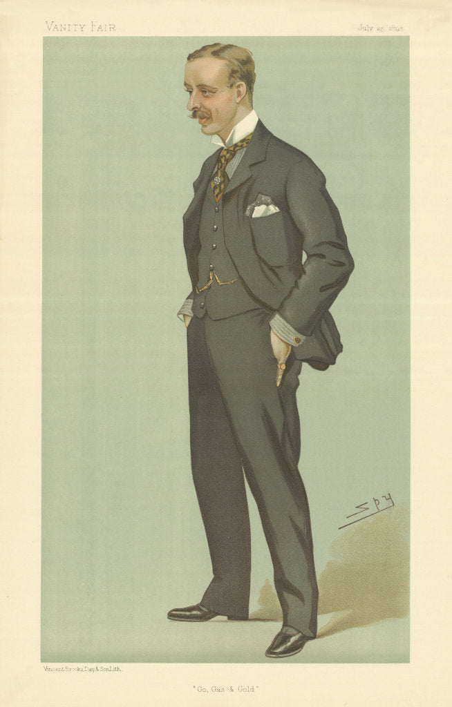 VANITY FAIR SPY CARTOON Alfred James Bethell 'Go, Gas & Gold' Finance 1895